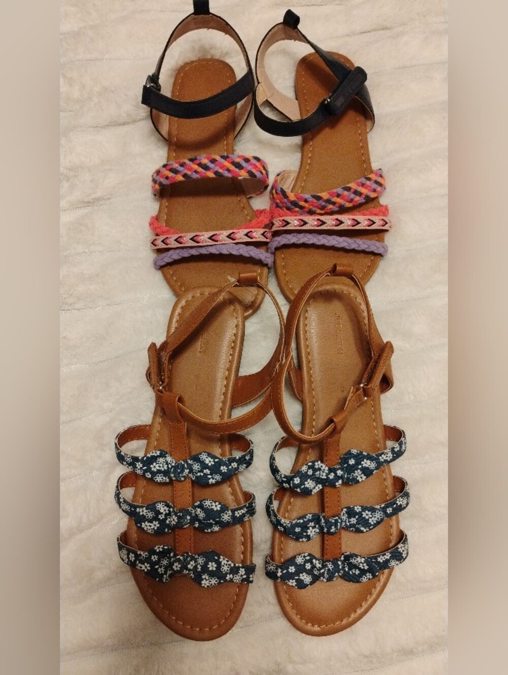 Joe Fresh Navy Floral & Multicolor Braided Kids Sandals